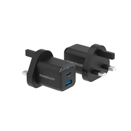 شارژر دیواری Powerology PWCUQC023 35W GaN با USB-C PD و USB-A QC — تصویر ۲