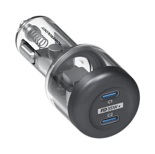 شارژر فندکی پاورولوژی Crystalline دو پورت USB-C