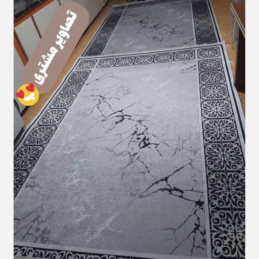 فرشینه مدرن نقرهای مخمل ضدلغزش قابل شستشو H173 (سفارش در ابعاد دلخواه) — تصویر ۴