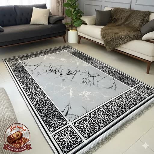 فرشینه مدرن نقره‌ای مخمل ضدلغزش قابل شستشو H173 (سفارش در ابعاد دلخواه)