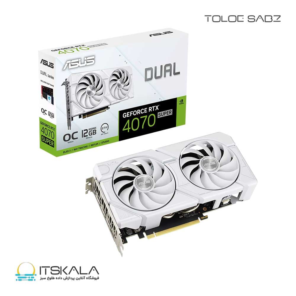 کارت گرافیک ایسوس مدل Dual RTX 4070 SUPER EVO White OC 12GB