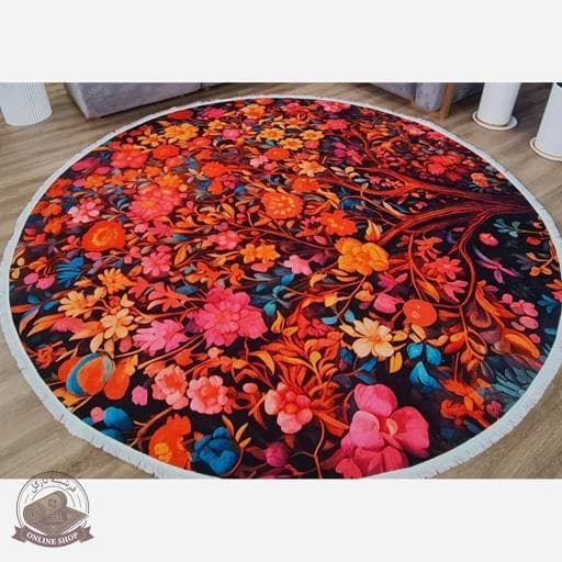 فرشینه مخمل مدرن دایره ای استُپ دار (اصلا لیز نمیخوره) a041 — تصویر ۵