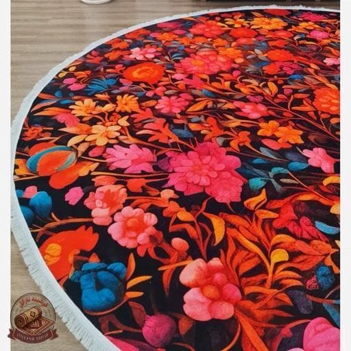 فرشینه مخمل مدرن دایره ای استُپ دار (اصلا لیز نمیخوره) a041 — تصویر ۶