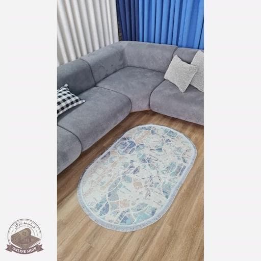 فرشینه مدرن بیضی و دایره ای جنس رویه مخمل هازان ترک q134 — تصویر ۳
