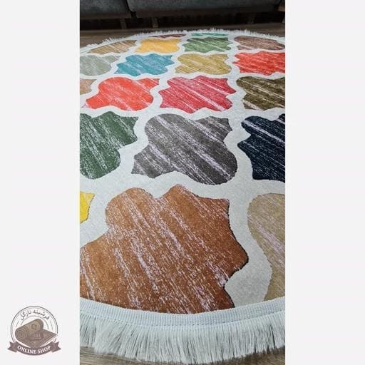فرشینه مدرن دایره ای استُپ دار (اصلا لیز نمیخوره) رویه مخمل m267 — تصویر ۴