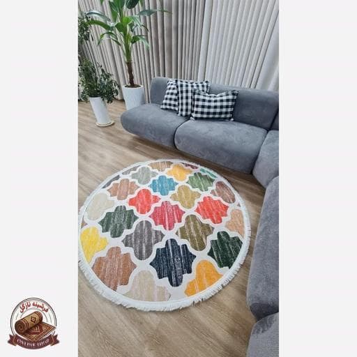 فرشینه مدرن دایره ای استُپ دار (اصلا لیز نمیخوره) رویه مخمل m267 — تصویر ۳