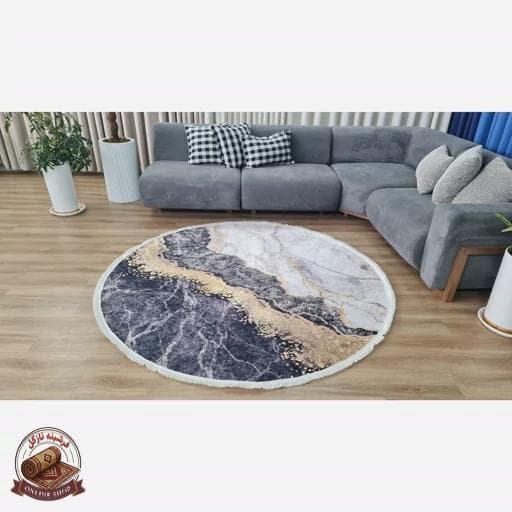 فرشینه مدرن دایره ای مخمل هازان ترک o147 — تصویر ۴