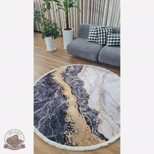 فرشینه مدرن دایره ای مخمل هازان ترک o147 — تصویر ۳