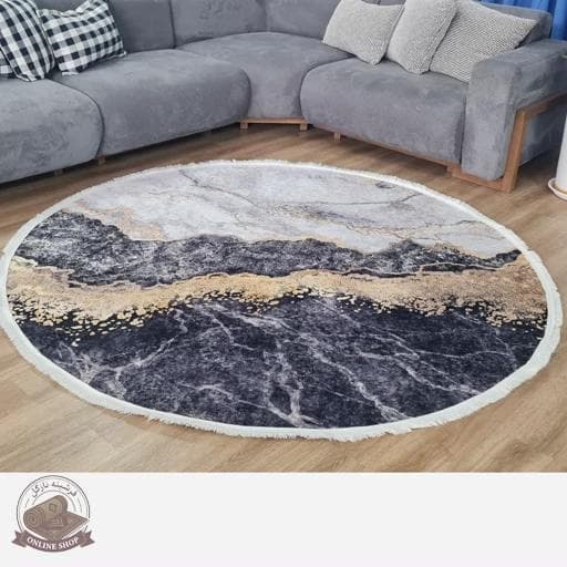 فرشینه مدرن دایره ای مخمل هازان ترک o147 — تصویر ۲