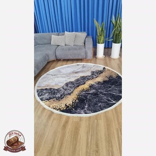 فرشینه مدرن دایره ای مخمل هازان ترک o147 — تصویر ۵
