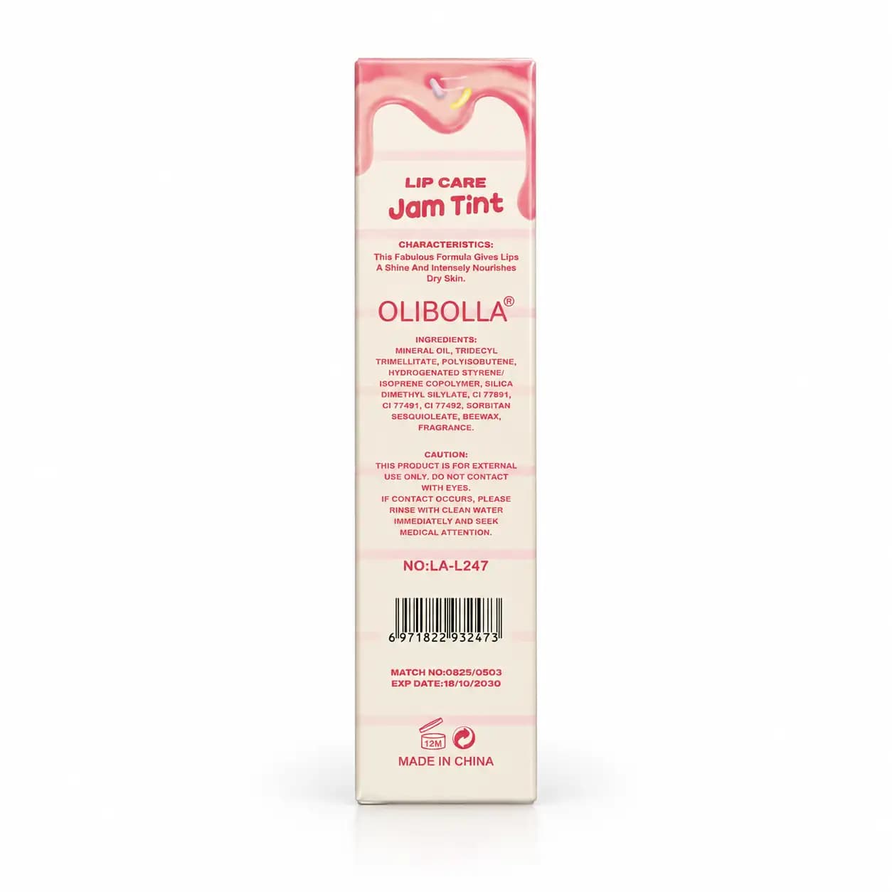لیپ گلاس (برق لب مایع) بستنی ، نرم کننده و براق کننده اولی بولا OLIBOLLA JAM TINT کد 1 (Candy Lane) — تصویر ۲