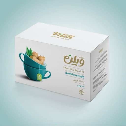 دمنوش گیاهی مخلوط چای سبز و زنجبیل گلدن ویلن بسته 20 عددی