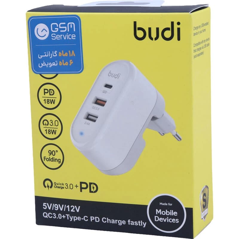 شارژر دیواری 20 وات بودی M8J315TE PD QC3 2.4A — تصویر ۶