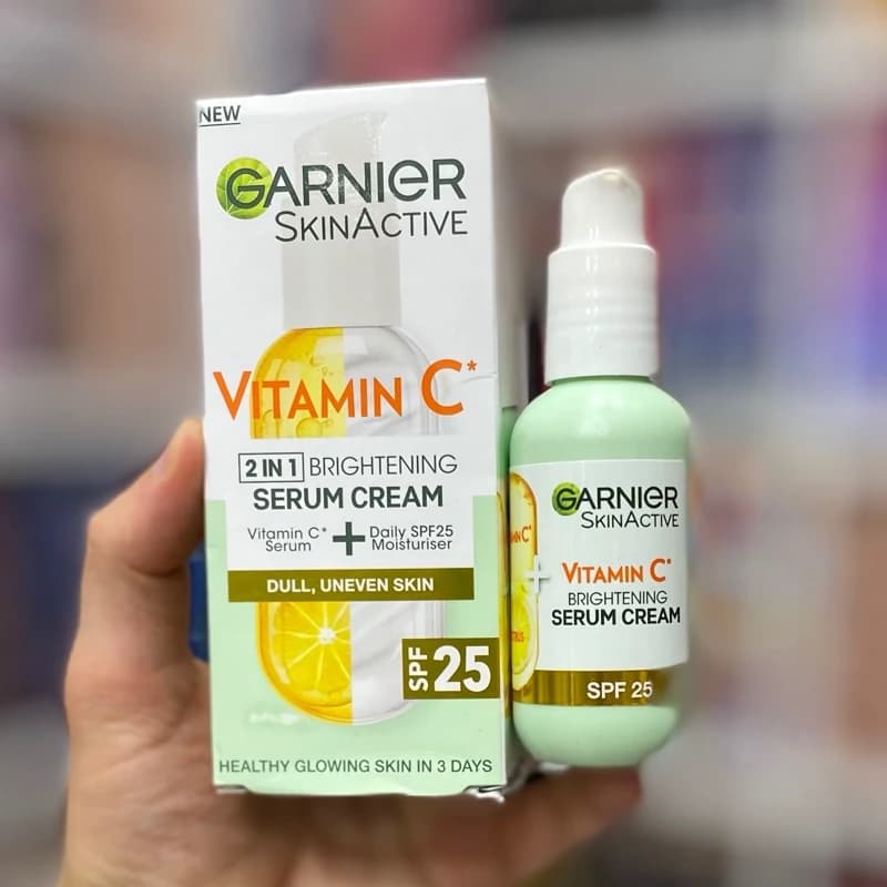 سرم کرم روشن کننده و ضدلک ویتامین سی Vitamin C 2in1 حجم 50ml گارنیر کد 1809 — تصویر ۲