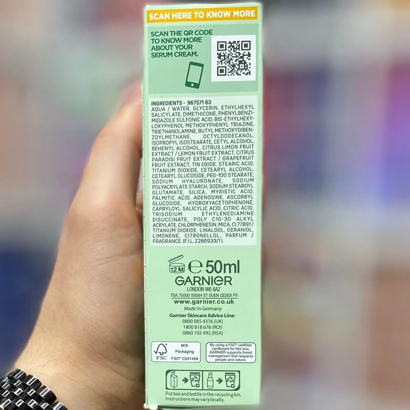 سرم کرم روشن کننده و ضدلک ویتامین سی Vitamin C 2in1 حجم 50ml گارنیر کد 1809 — تصویر ۵