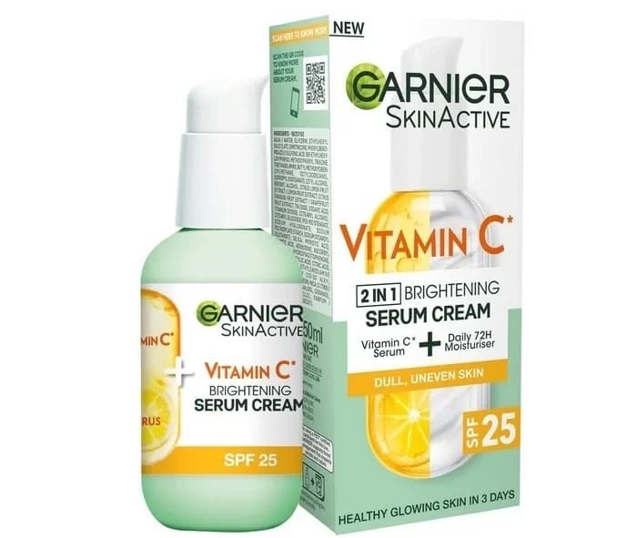 سرم کرم روشن کننده و ضدلک ویتامین سی Vitamin C 2in1 حجم 50ml گارنیر کد 1809