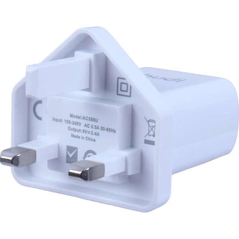شارژر دیواری 12 وات بودی AC356U 2.4A + کابل تایپ سی — تصویر ۳