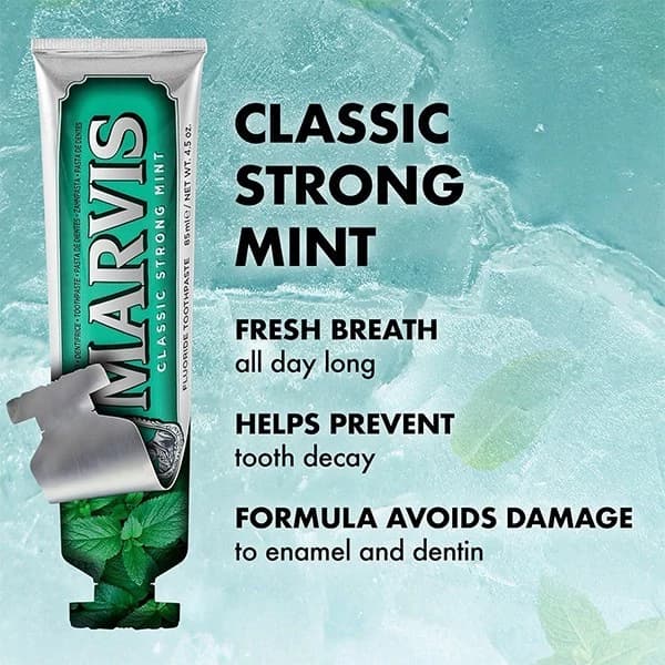 خمیر دندان سفید کننده مارویس مدل CLASSIC STRONG MINT حجم 85ml کد 3009 — تصویر ۳