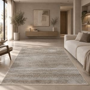 فرش ماشینی 420 شانه آرمانی زمینه و حاشیه کرم طرح مدرن پینترستی کد 5615