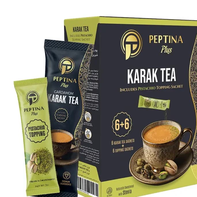چای کرک با تاپینگ پسته شیرین شده با استویا پپتینا پلاس