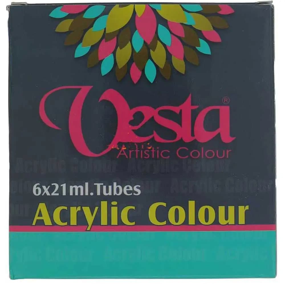 رنگ اکرلیک 6 رنگ 12 میل وستا VESTA