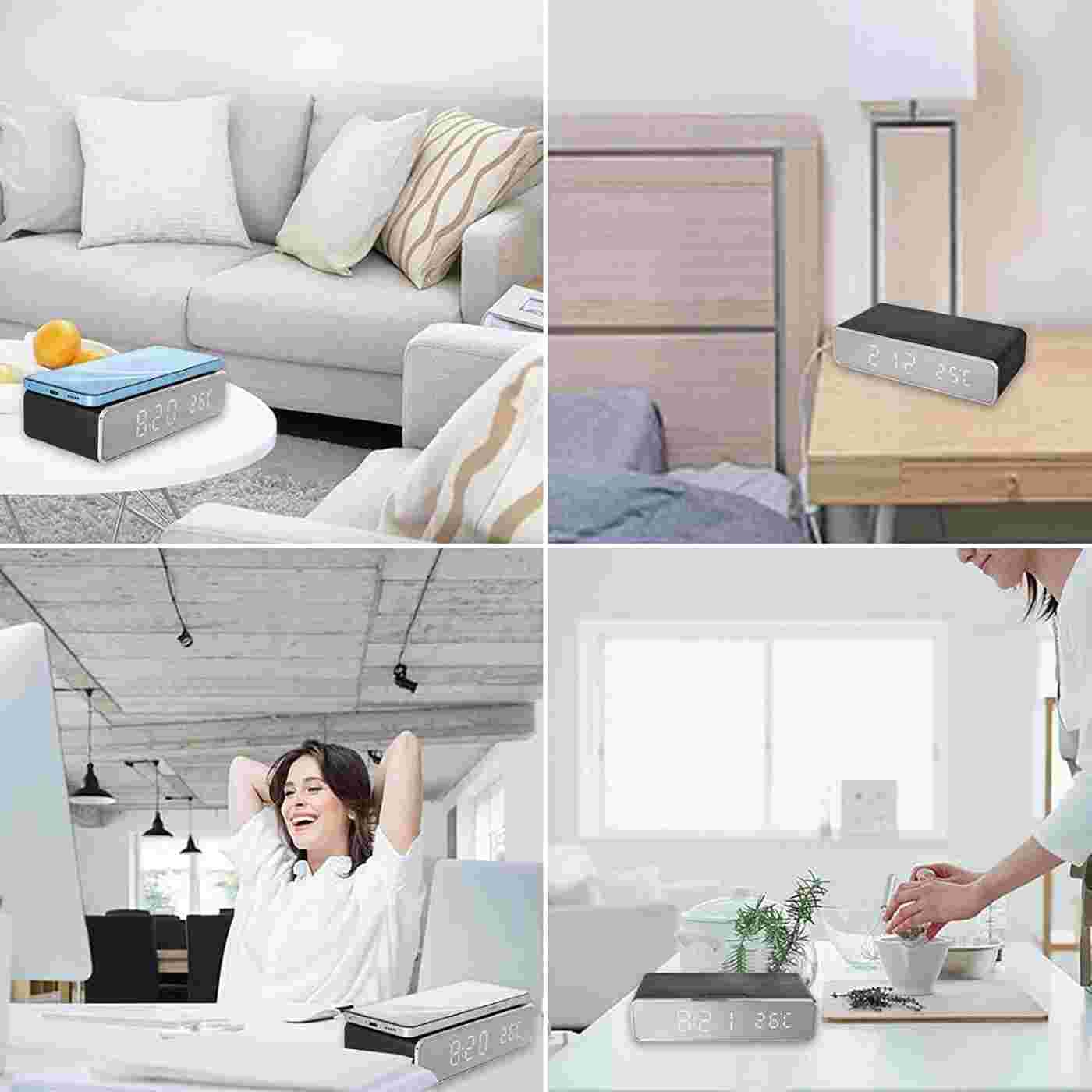 ساعت رومیزی با شارژر بی سیم Wireless Charging Digital Alarm Clock — تصویر ۶