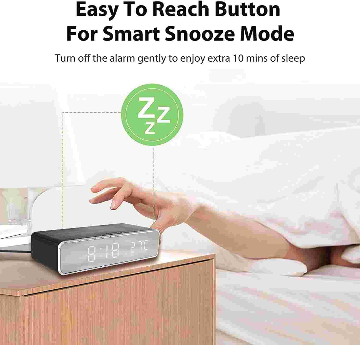 ساعت رومیزی با شارژر بی سیم Wireless Charging Digital Alarm Clock — تصویر ۸
