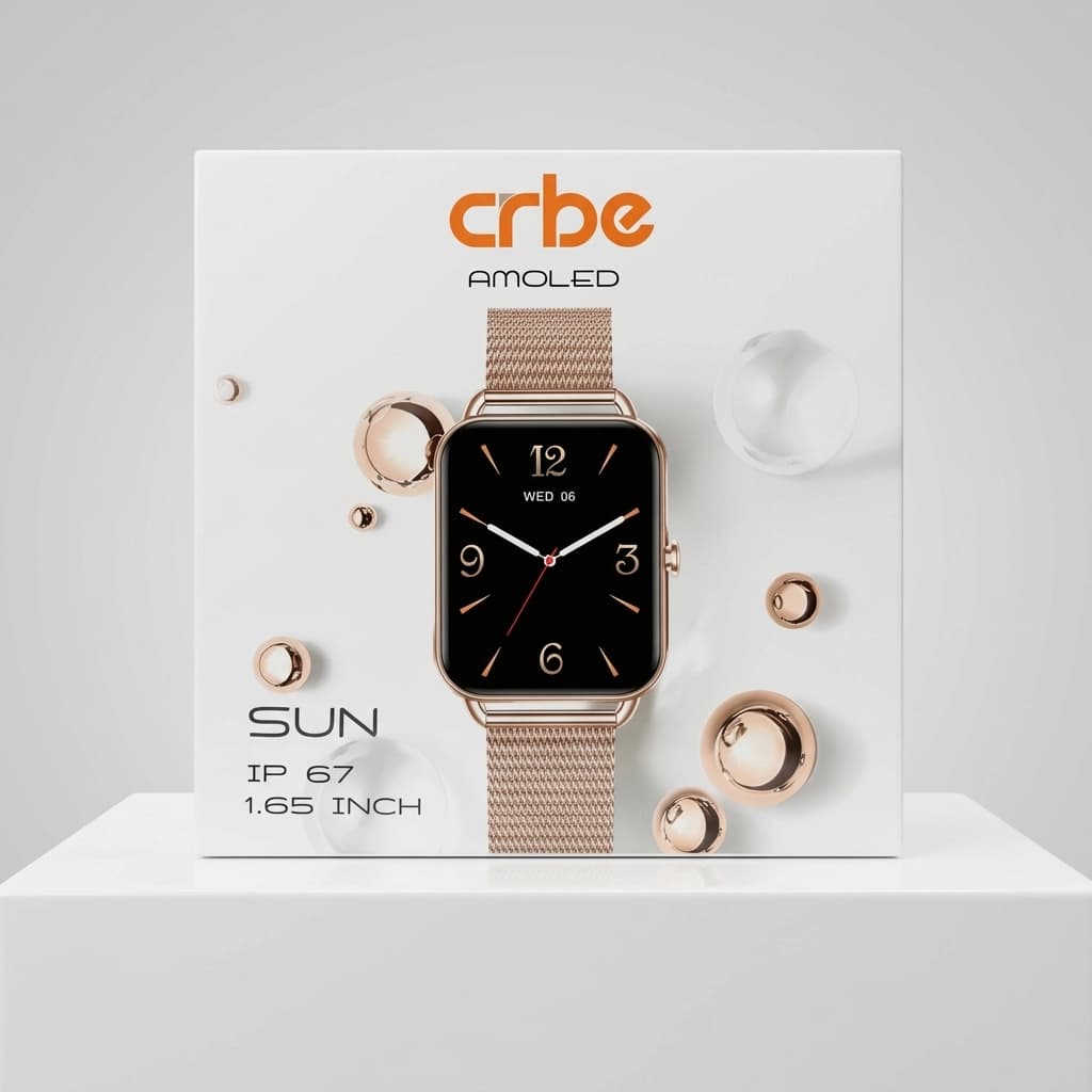 ساعت هوشمند کربی CRBE Sun بند حصیری صفحه AMOLED