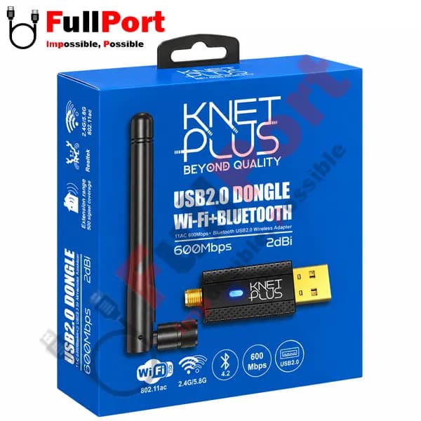 کارت شبکه بی‌سیم USB دو بانده کی‌نت پلاس مدل KP-DUWB6002DB با سرعت 600Mbps — تصویر ۲