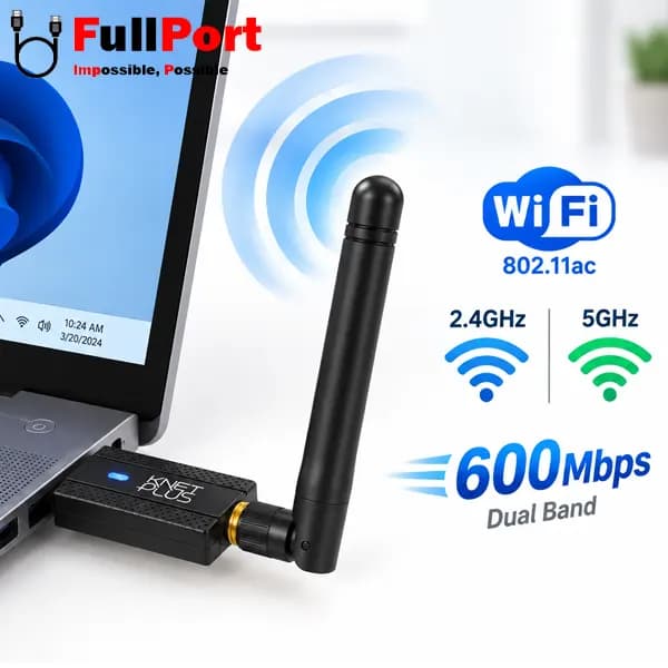 کارت شبکه بی‌سیم USB دو بانده کی‌نت پلاس مدل KP-DUWB6002DB با سرعت 600Mbps — تصویر ۸