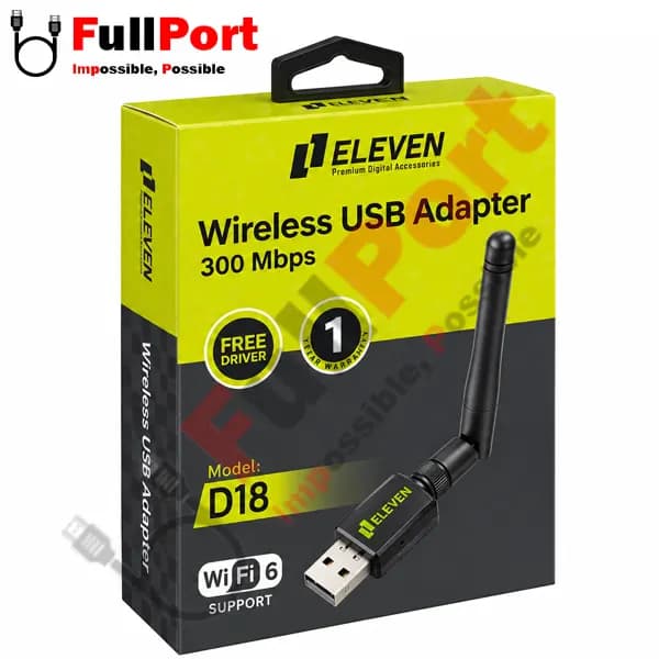 کارت شبکه بی‌سیم USB ایلون ELEVEN D18 با سرعت 300Mbps — تصویر ۲