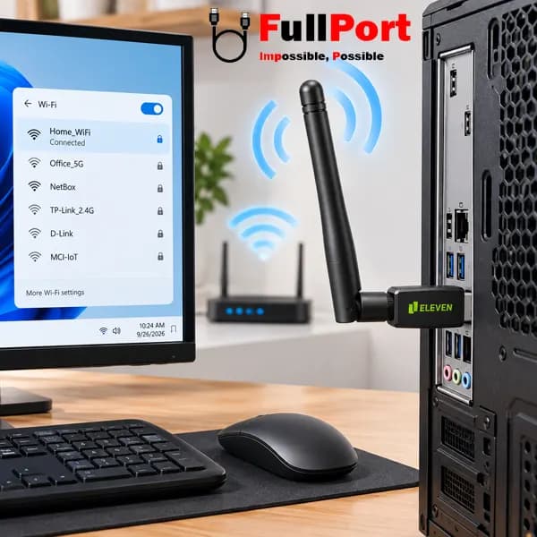 کارت شبکه بی‌سیم USB ایلون ELEVEN D18 با سرعت 300Mbps — تصویر ۶