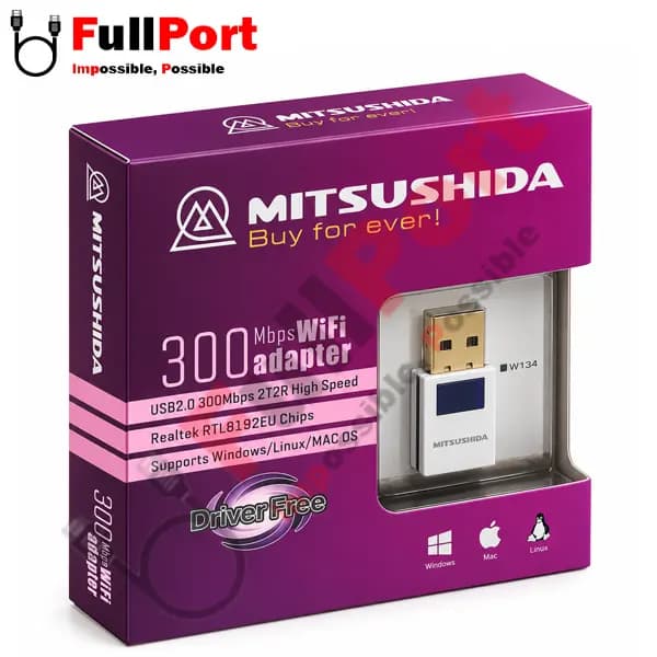کارت شبکه بی‌سیم USB میتسوشیدا KC-W134 با سرعت 300Mbps — تصویر ۲