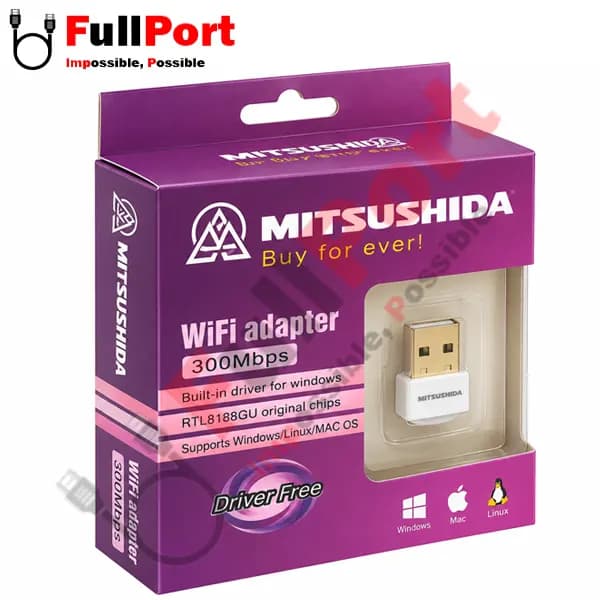 کارت شبکه بی‌سیم USB میتسوشیدا KC-W104 با سرعت 300Mbps — تصویر ۲