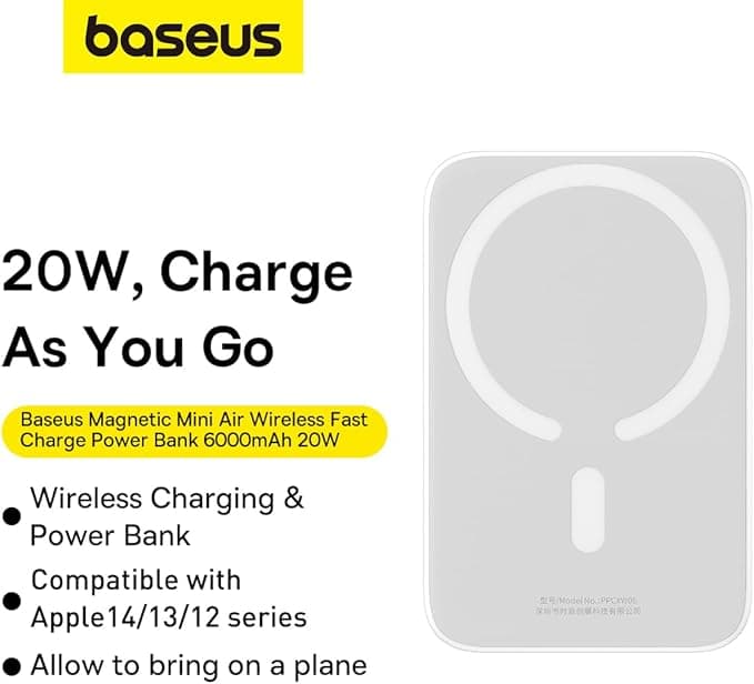 پاوربانک بیسوس مدل Magnetic Mini 2022 baseus PPCXM06 ظرفیت 6000 میلی آمپر ساعت — تصویر ۶