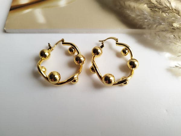 گوشواره حلقه ای طلایی استیل شیک