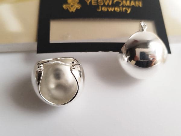 گوشواره گوی حلقه ای نقره ای دخترانه