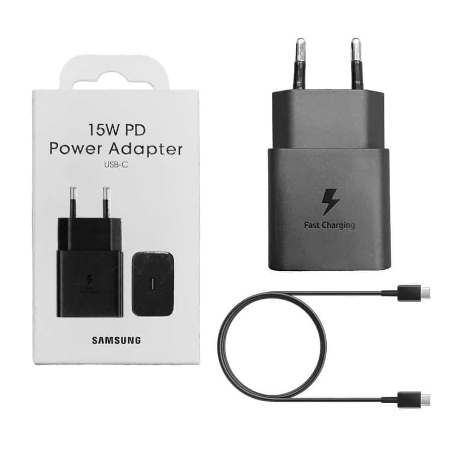 شارژر اصلی گلکسی آ 20 سامسونگ Galaxy A20 توان 15 وات دو پین همراه کابل اصل (1510)