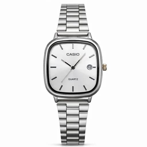 ساعت مچی مردانه کاسیو اولدمانی CASIO موتور ژاپن تمام نقره ای