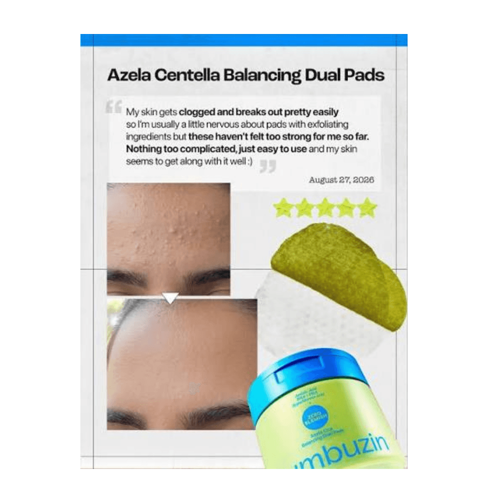 پد دو طرفه کنترل جوش و متعادل‌کننده آزلائیک اسید و سیکا نامبوزین شماره 0 Numbuzin No.0 Zero Blemish Azela Cica Balancing Dual Pads — تصویر ۳