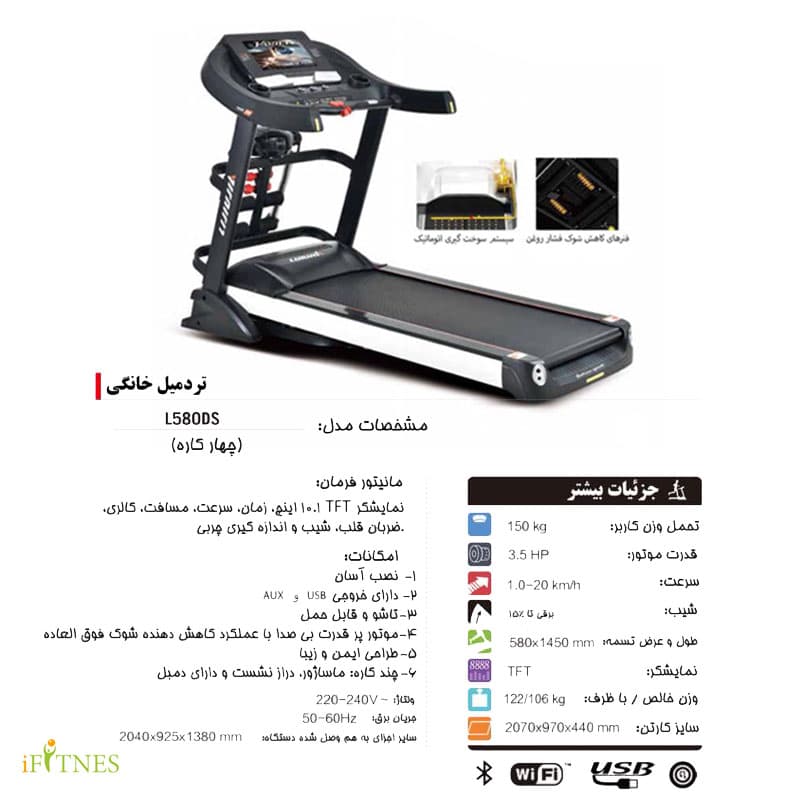 تردمیل خانگی پرو آی فیت L580DS — تصویر ۲