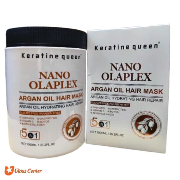 ماسک بدون سولفات کراتین کوئین 5 در 1 مدل Nano Olaplex حاوی روغن آرگان 1000 میل