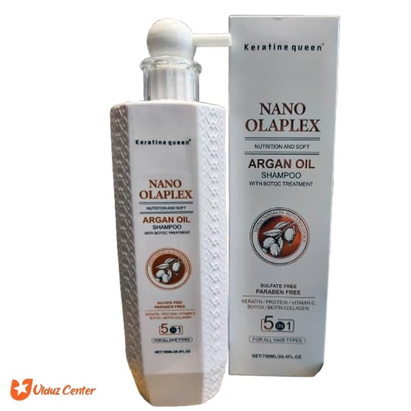 شامپو بدون سولفات کراتین کوئین 5 در 1 مدل Nano Olaplex حاوی روغن آرگان 750 میل