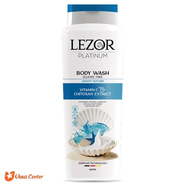 شامپو بدن کرمی بدون سولفات Lezor ویتامین سی و حاوی چیتوسان 400 میل