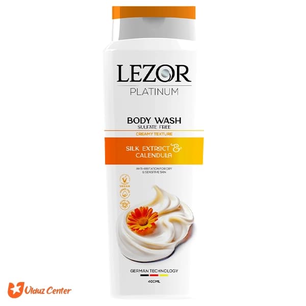 شامپو بدن کرمی بدون سولفات Lezor حاوی عصاره ابریشم و کالاندولا 400 میل