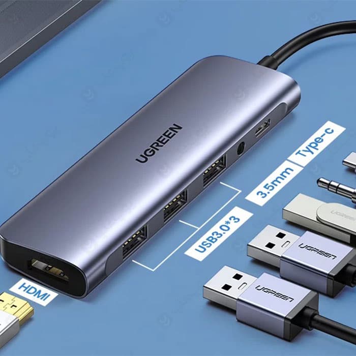 هاب 6 پورت Type C به USB3.0 ،AUX ،HDMI و PD یوگرین مدل CM136 — تصویر ۳