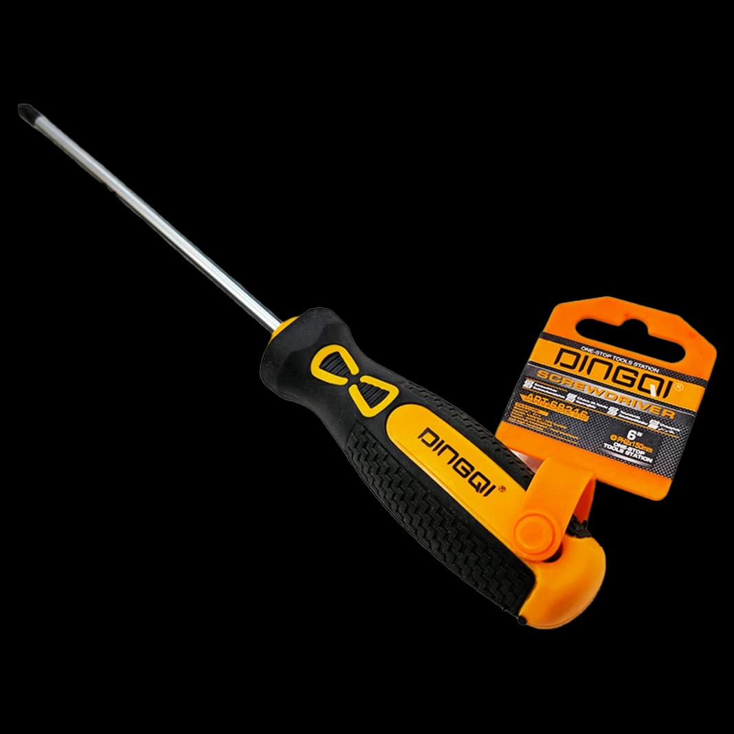 پیچ گوشتی چهار سو ۱۵۰*۶ دسته لاستیکی 68216 DINGQI — تصویر ۳