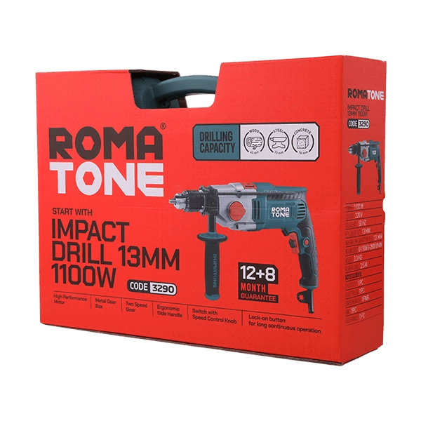 دریل 13 چکشی گیربکسی 1100 وات مدل 3290 ROMA TONE — تصویر ۵