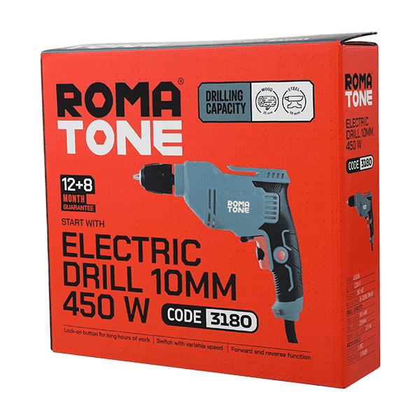 دریل برقی 10 میلی‌متری 450 وات اتومات مدل 3180 ROMA TONE — تصویر ۵