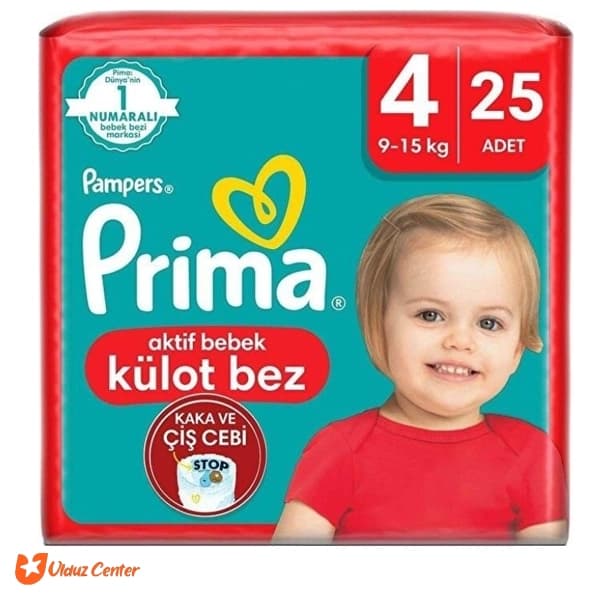پوشک کودک پمپرز پریما شورتی لهستان سایز 4 بسته 25 عددی